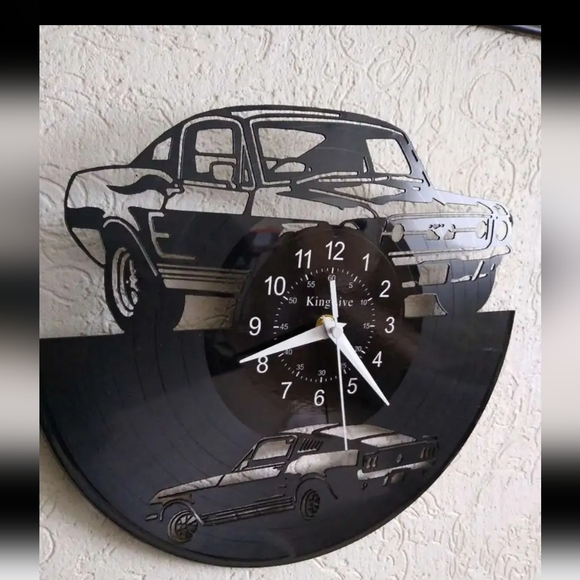 New Mustang Vinyl Record neon remote control 7 color 12" wall clock - Picture 7 of 11